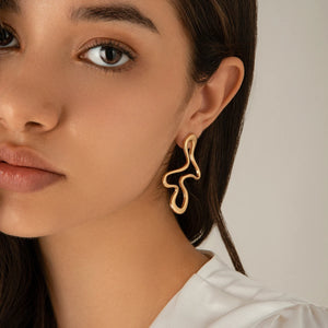 OKIOL Metal Stud Earrings with Irregular Hollow Design