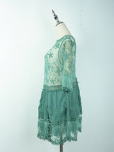 Cargar imagen en el visor de la galería, ARIA Deep V-Neck Boho Lace See-Through Swimsuit Short Style Cover Up
