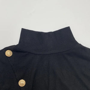 KIM High Neck Gold Button Pullover: Perfect for Fall and Spring