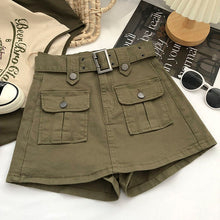 Load image into Gallery viewer, SISY Korean Style High Waist Big Pockets Cargo Mini Culotte Skort with Belt