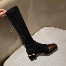 Load image into Gallery viewer, SYDNEY Knee High Boots with Square Toes and Elastic Shafts