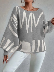 SLOAN Loose Pullover Knitted Sweater with Lantern Sleeves