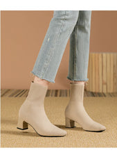 Cargar imagen en el visor de la galería, MILO Knits High Heels Sock Stretch Ankle Boots Rubber Sole