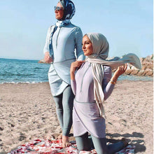 Laden Sie das Bild in den Galerie-Viewer, GHAALIYA Full-Coverage Burkini Swimsuits with Sleeves and Hijab for Islamic Traditions 3 Piece Set - Bali Lumbung