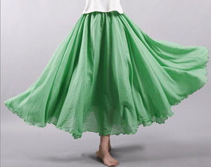 TERRI #1 Women Boho Casual Maxi Skirts Summer High Waist with A-Line Cut