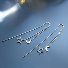 Load image into Gallery viewer, HUMMING Stylish Long Drop Earrings in Silver and Gold Tones, featuring Sparkling Zircon or Crystal Accents