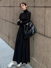 Indlæs billede til gallerivisning SABINA Stylish Turtleneck Dress French-Inspired and Slimming with Elegant Pleats - Bali Lumbung