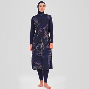 AIZA 2 Islamic Women Muslim Swimwear Modest Long Dress and Pants Burkini, Swim Surf Wear, Sport Full 3 Piece Sets