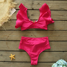 Laden Sie das Bild in den Galerie-Viewer, RURIA Women&#39;s Bandeau Push-up Padded Bra Bikini Set Swimsuit