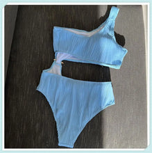 Cargar imagen en el visor de la galería, AILANI One Shoulder Cut Out Textured Swimsuit - Bali Lumbung