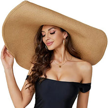 Load image into Gallery viewer, FORTUNA Women&#39;s Foldable Oversized Beach Hat 27&quot; Diameter Wide Brim Summer Sun Hats