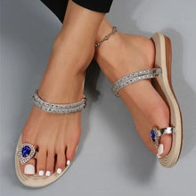 Afbeelding in Gallery-weergave laden, CION #1 Women&#39;s Rhinestone Thong Flats Sandals Glam Slippers
