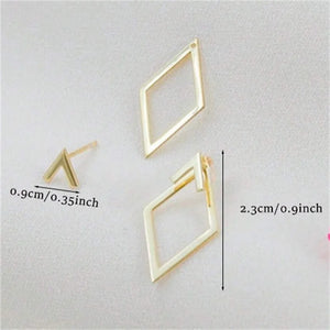 DELA Retro Square Stud Earrings with Removable Triangle Details for a Simple, Modern Look