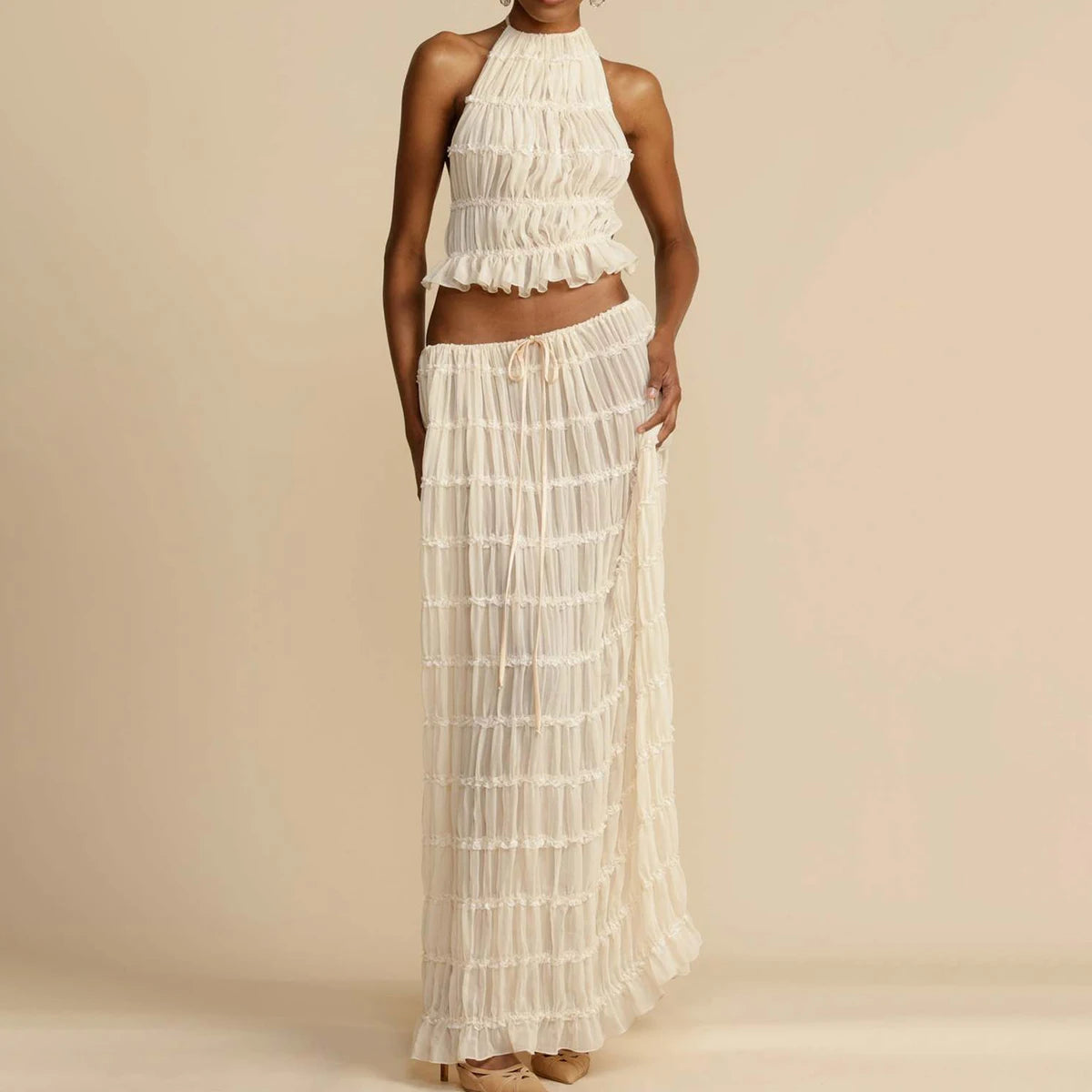 BAE 2-Piece Fashion Set Maxi Skirt Sleeveless Halter Top – Bali