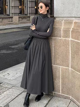 Cargar imagen en el visor de la galería, SABINA Stylish Turtleneck Dress French-Inspired and Slimming with Elegant Pleats - Bali Lumbung