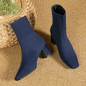 MILO Knits High Heels Sock Stretch Ankle Boots Rubber Sole