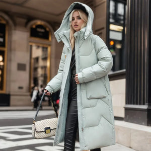 DAWN Warm Puffer Jacket with Down Coat - Long Parka Style