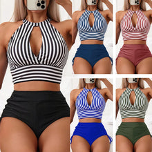 Cargar imagen en el visor de la galería, IONA Stripes Bikinis Set: Sexy High Waist Two-Piece Swimsuit with Shorts for Women - Bali Lumbung