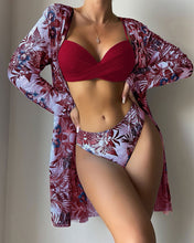 Load image into Gallery viewer, AITANA Flowers Printed Bikinis and Cover-Up Set Features a Lower-Waist Design - Bali Lumbung