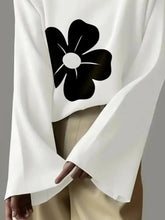 Load image into Gallery viewer, KIM Women&#39;s Tops: Daisy Pattern, High Neck, Flared Sleeves, Classic White