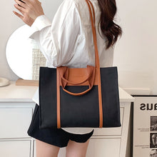 Load image into Gallery viewer, KAZUKO Tote Bag that Features a Classic Canvas Design and Leather Double Shoulder Straps with Double Handles
