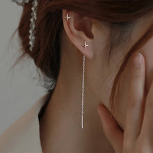 Load image into Gallery viewer, HUMMING Stylish Long Drop Earrings in Silver and Gold Tones, featuring Sparkling Zircon or Crystal Accents