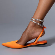 Cargar imagen en el visor de la galería, NIZHONI Women&#39;s Closed-Toe Crystal-Accented Ankle-Strap Pointed Toe Flat Shoes