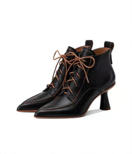 Load image into Gallery viewer, CIA Pointed Toe Square High Heel Buckle Ankle Boots - Bali Lumbung