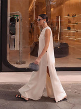 Indlæs billede til gallerivisning COLLETE Sleeveless Button Split Midi Dress for Women with Round Neck
