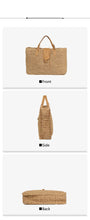 Indlæs billede til gallerivisning KONA Two Tone Hand-woven Shoulder Tote Bag Bohemian Straw Beach Bag with Tassel