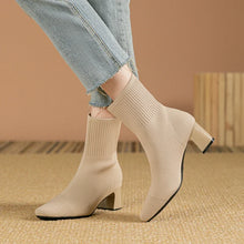 Load image into Gallery viewer, MILO Knits High Heels Sock Stretch Ankle Boots Rubber Sole