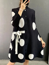 Load image into Gallery viewer, LIBO #1 Polka Dot Dress - Single Breasted &amp; Stand Collar