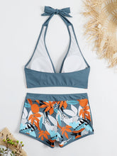 Indlæs billede til gallerivisning JINGA Halter Boy Shorts High-Waisted Printed Two-Piece Swimsuit Set