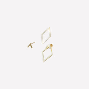 DELA Retro Square Stud Earrings with Removable Triangle Details for a Simple, Modern Look