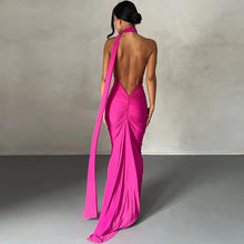 Load image into Gallery viewer, DUCY Stylish Women&#39;s Backless Maxi Dress with Ruched Design