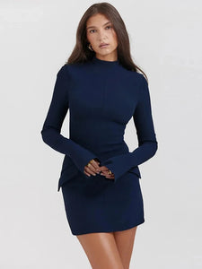 AMORE Long Sleeved Mini Skirt Dress features a front pocket - Bali Lumbung