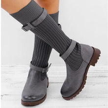 Indlæs billede til gallerivisning LOKI #2 Vegan Leather Square Heels Lace Up Mid Calf Boots