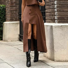 Cargar imagen en el visor de la galería, COLLETE Chic 2-Piece Set has a Sleeveless Top and Long Skirt with a Unique Slit