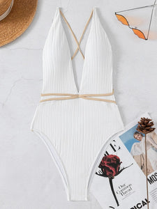 GRETA Monokini Swimsuit with Strappy Back and Belt Detail - Bali Lumbung