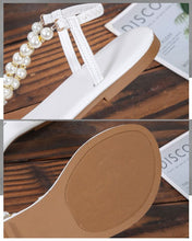 Cargar imagen en el visor de la galería, SHARON Classic Pearl Bow-Knot Design Comfortable Clip Toe Flat Sandals - Bali Lumbung