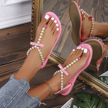 Indlæs billede til gallerivisning SHARON Classic Pearl Bow-Knot Design Comfortable Clip Toe Flat Sandals - Bali Lumbung