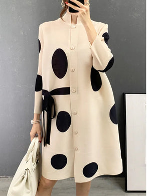 LIBO #1 Polka Dot Dress - Single Breasted & Stand Collar