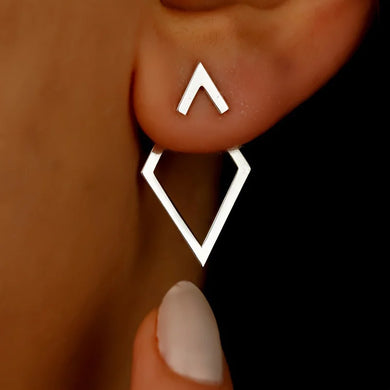 DELA Retro Square Stud Earrings with Removable Triangle Details for a Simple, Modern Look