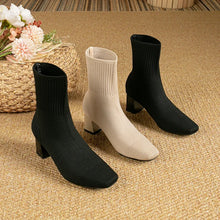 Cargar imagen en el visor de la galería, MILO Knits High Heels Sock Stretch Ankle Boots Rubber Sole