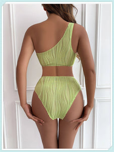 AILANI One Shoulder Cut Out Textured Swimsuit - Bali Lumbung