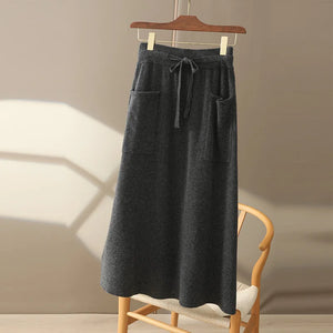 ZALE High Waist Knit A-Line Skirt for Women with Pockets