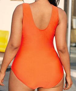 ATHENA Ring-Linked Snakeskin or Solid Cutout Women's Plus Size One-Piece Swimwear
