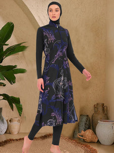 AIZA 2 Islamic Women Muslim Swimwear Modest Long Dress and Pants Burkini, Swim Surf Wear, Sport Full 3 Piece Sets