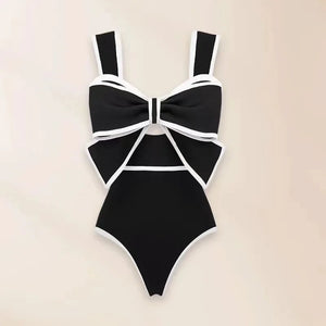 CHARLOTTE Bow Tie Swimsuit with Skirt - Comfortable