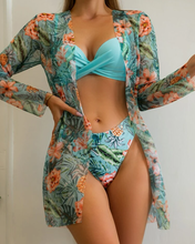 Cargar imagen en el visor de la galería, AITANA Flowers Printed Bikinis and Cover-Up Set Features a Lower-Waist Design - Bali Lumbung